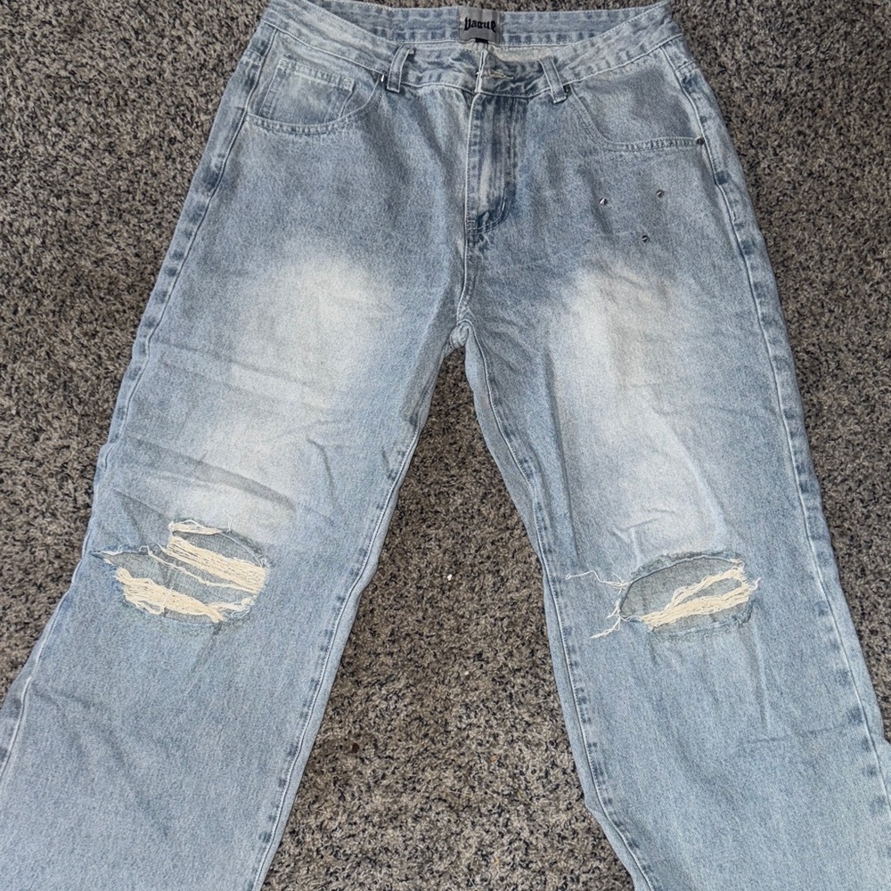 Denim&Co Men's Relaxed Fit Distressed Blue Jeans